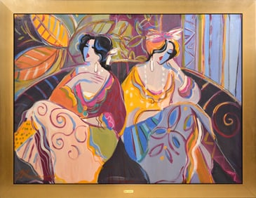 Isaac Maimon Vibrant Reflections Large Original Signed Female Oil Painting Framed Canvas