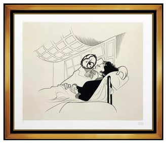 Al Hirschfeld Pavarotti Scotto La Boheme Original Hand-Signed Etching Caricature