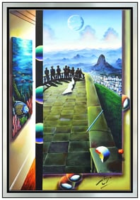 Ferjo Large Original Surreal Modern Oil Painting Signed Framed Canvas