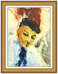 Karl Stark Original Portrait Gouache Painting Signed Framed Artwork