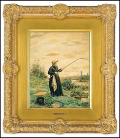 Vincent Jean Baptiste Chevilliard Original Portrait Watercolor Painting Signed Framed