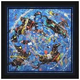 Jiang Tie Feng Line Symphony Large Original Serigraph Signed Animal Framed Art