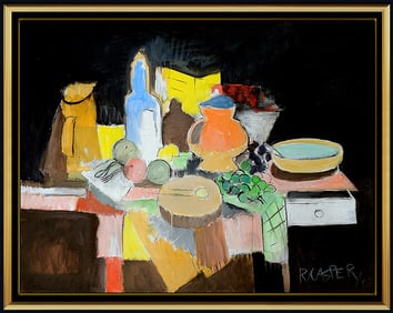 Robert Casper Original Large Still Life Acrylic Painting Signed Framed Canvas