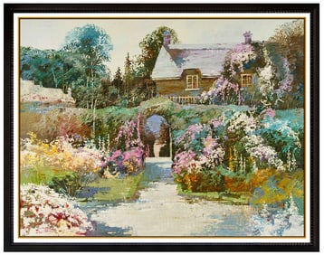 Ming Feng Large Original Floral Landscape Oil Painting Signed Framed Canvas