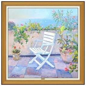 Pierre Bittar Original Floral Landscape Oil Painting Signed Framed Canvas