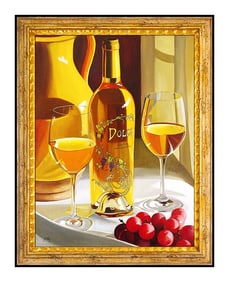 Thomas Stiltz Dolce Vita Original Large Wine Oil Painting Signed Framed Canvas