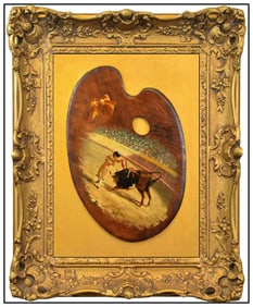 Luis Menendez Pidal Original Bull Fight Matador Painting Signed Framed Palette