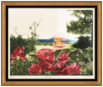 G.H. Gatja Rothe Rosecape Original Hand-Signed Color Mezzotint Floral Framed Art