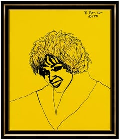 Romero Britto Original Whitney Houston Acrylic Painting Signed Large Canvas