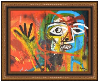 Daniel Garcia Original Abstract Figure Pastel Acrylic Painting Signed Framed Art
