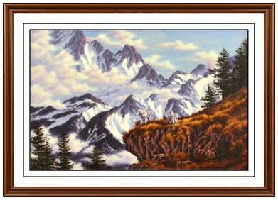 Randy Van Beek Original Western Mountain Landscape Oil Painting Signed Framed Board