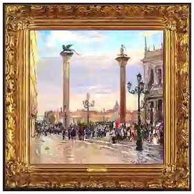 Curt Walters Original Italian Cityscape Oil Painting Signed Framed Board