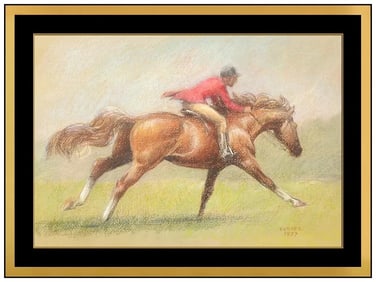 Jenness Cortez Original Horse Figure Pastel Painting Signed Framed Paper