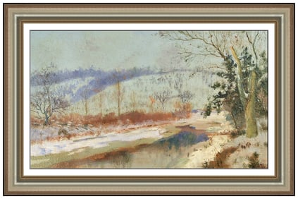Charles Meurer Original Landscape Oil Painting Signed Framed Board