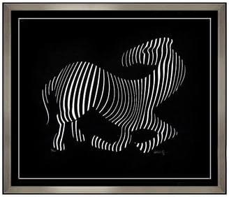Victor Vasarely Original Zebra Cast Relief Sculpture Signed Large Animal Art