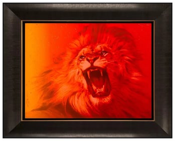 Adam Scott Rote Original Sunset Lion Acrylic Painting Signed Framed Canvas