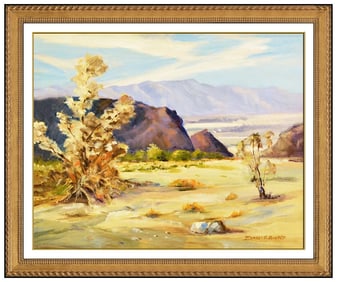 Ernest Biddle Original Western Landscape Oil Painting Signed Framed Canvas Board