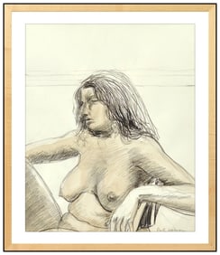 Paul Wonner Original Female Portrait Watercolor Painting Signed Framed Art