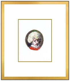 Moyna Flannigan Original Wood Portrait Watercolor Painting Signed Framed Vellum