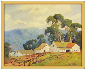 George Demont Otis Original Landscape Oil Painting Signed Framed Board