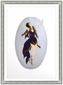 Erte Bacchante Large Original Embossed Color Serigraph Signed Costume Design