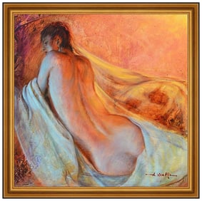 Al Van Mil Large Original Female Figurative Oil Painting Signed Framed Canvas