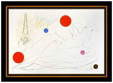 Salvador Dali The Water Tower Original Hand-Signed Female Etching Framed Surreal