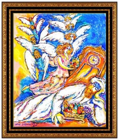 Zamy Steynovitz Large Original Portrait Oil Painting Signed Framed Modern Canvas