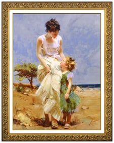 Pino Daeni Joyful Memories Original Hand-Embellished Giclee Signed Female Canvas