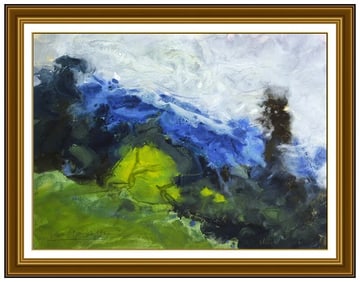 Karl Stark Original Mountain Landscape Gouache Painting Signed Framed Artwork