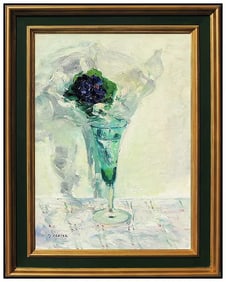 Gaston Sebire Original Floral Still Life Oil Painting Signed Framed Canvas
