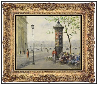Paul Gagni Original Paris Cityscape Oil Painting Signed Framed Canvas