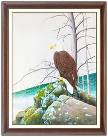 Michael Riddet Original Bald Eagle Wildlife Acrylic Painting Signed Framed Board