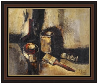 Giorgio Scalco Original Still Life Oil Painting Signed Framed Canvas