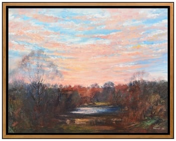 John Carroll Original Forest Landscape Oil Painting Signed Framed Canvas