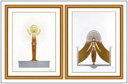 Erte Myths Suite Original Hand-Signed Embossed Color Serigraph Art Deco Framed