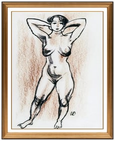 Aaron Bohrod Original Nude Female Figurative Pastel Painting Signed Framed Art