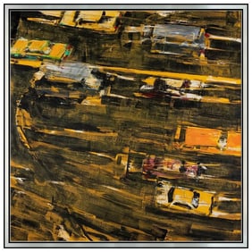 David Kapp Large Original Car Automobile Oil Painting Signed Framed Canvas