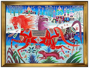 Yuri Gorbachev Large Original Horse Landscape Oil Painting Signed Framed Canvas