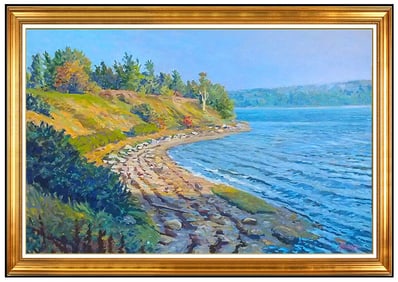 Scott Moore Large Original Maine Ocean Seascape Oil Painting Signed Framed Canvas