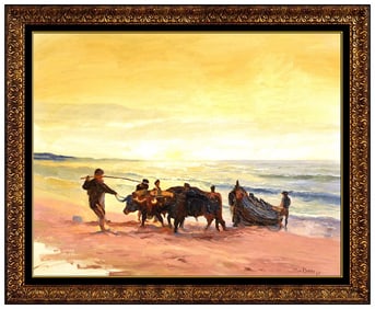 Tom Darro Large Original Western Oil Painting Signed Framed Canvas Board