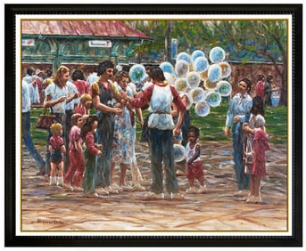 Wendell Hall Large Original Children Portrait Oil Painting Signed Framed Canvas