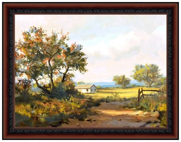 Malcolm Hughes Original Western Landscape Oil Painting Signed Framed Canvas