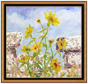 Stephen Rascoe Original Floral Landscape Oil Painting Signed Framed Board