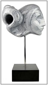 Anthony Quinn Original Hand-Carved Female Marble Sculpture Signed Modern Art