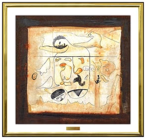 Jamali Original Figurative Portrait Pigmentation Painting Signed Framed Cork