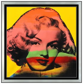 Steve Kaufman Marilyn Monroe Original Oil Painting Signed Portrait Framed Canvas