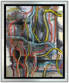 Guillermo Kuitca Original Modern Abstract Oil Painting Signed Framed Canvas