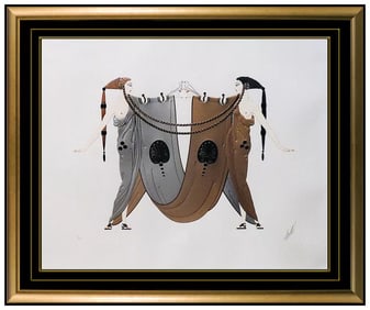 Erte Sisters Original Limited Edition Color Serigraph Signed Art Deco Costume Design