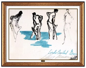 Leroy Neiman Original Sports Ink Drawing Hand-Signed Framed Authentic Artwork